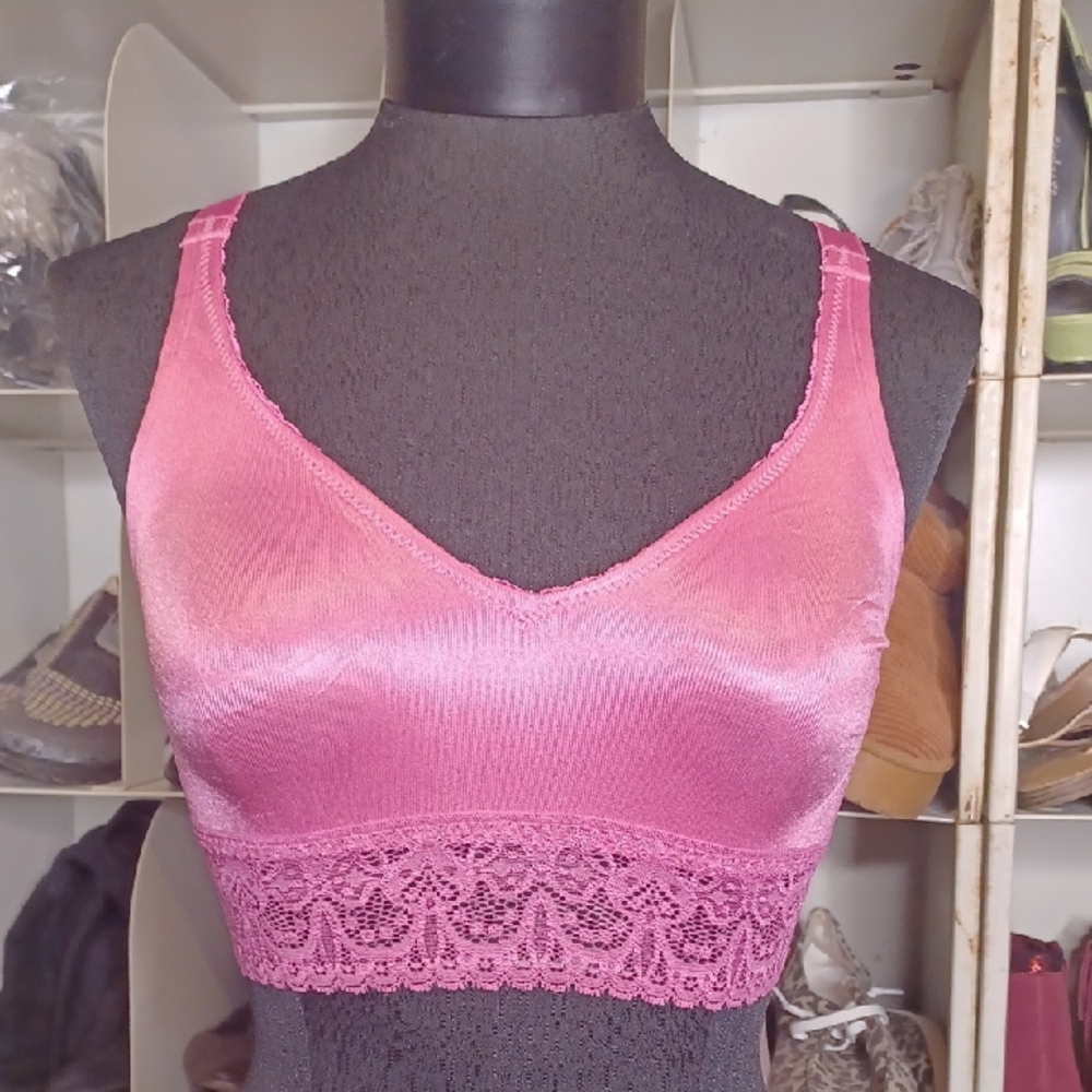 New Ruby Ribbon Pink Lace Trim Bra Demiette